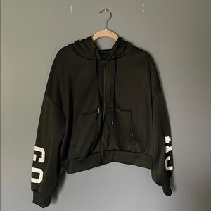 Black Hoodie with White Lettering